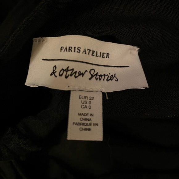 & Other Stories Linen Blend Criss Cross Strap Midi Black Dress - Picture 9 of 10